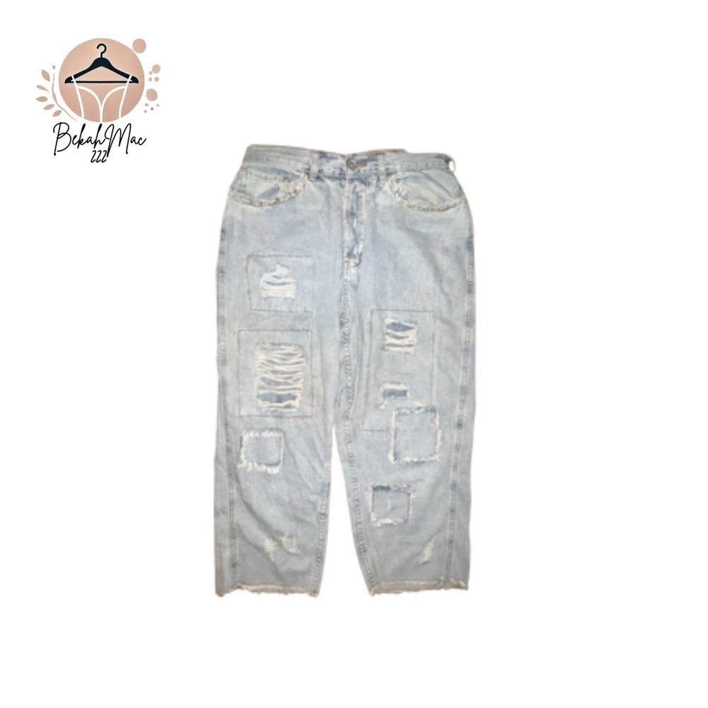 Pol Women’s Distressed Patchwork High-Waisted Jea… - image 1